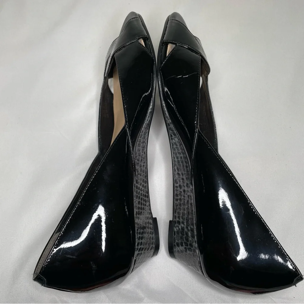 Cole Haan Women's Darleen Black Leather Open Toe Heels Size 6.5 AA (Narrow)